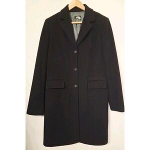 VTG J. Crew Coat Womens 10 Wool Cashmere Black Classic Overcoat Preppy Academia